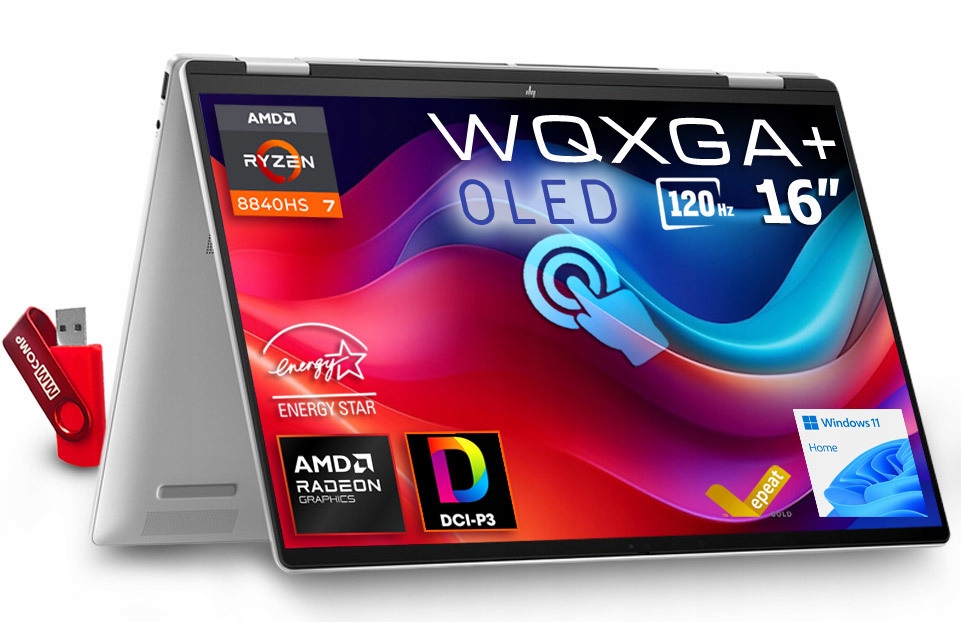 Laptop Hp Envy x360 16 Ryzen 7 16GB 1TB Ssd Wqxga+ Oled Idealny Do Filmów