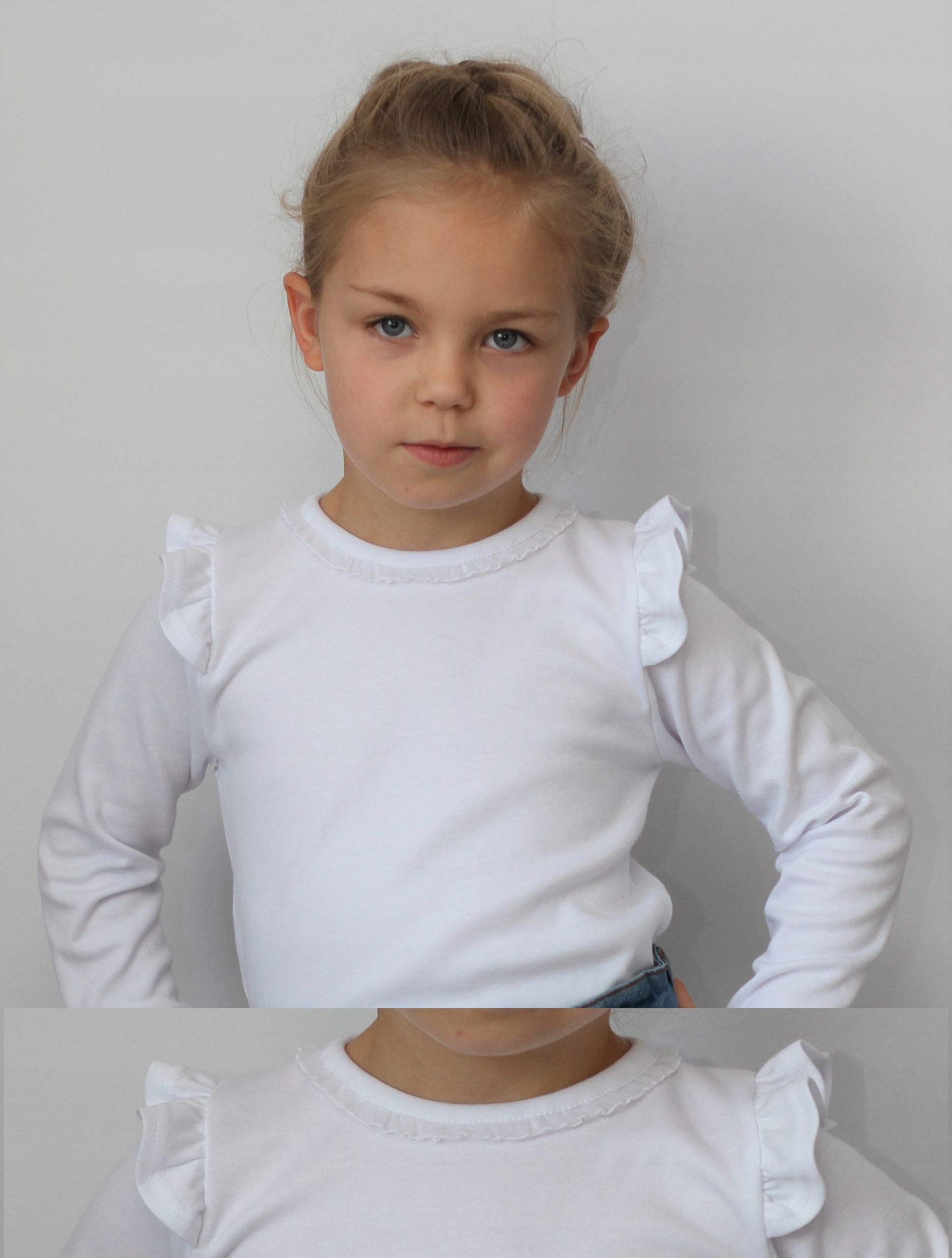 BLUZKA BIAŁA Z FALBANKĄ ROZ. 146 - KLAUDYNKA Rozmiar (new) 146