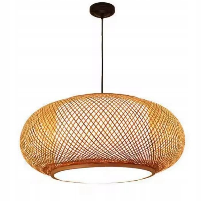 Wisząca lampa bambusowa Boho rustykalna Duża Naturalna 50cm E27 okrągła
