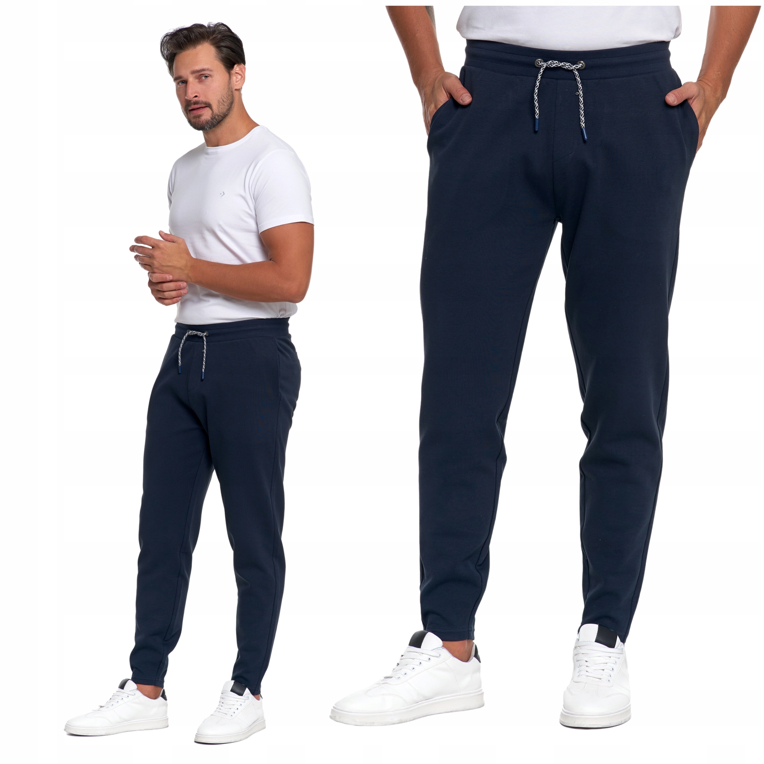 Teplákové Kalhoty Pánské Klasické Hladké Tmavě modré s kapsami Moraj 3XL