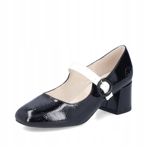 Rieker 44752-00 Czółenka damskie skórzane czarne R37