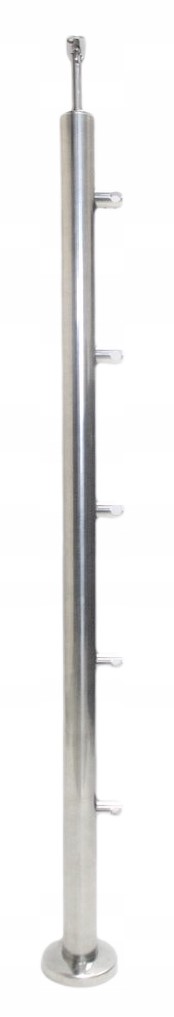 Průchozí Sloupek 42,4x960, 5 Držáků Trubek, Leštěný, Nerezový