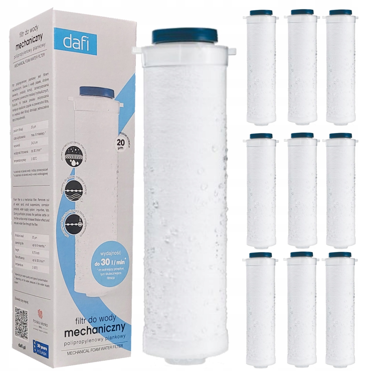 Filtr mechaniczny polipropylenowy piankowy 20mikron 10 szt