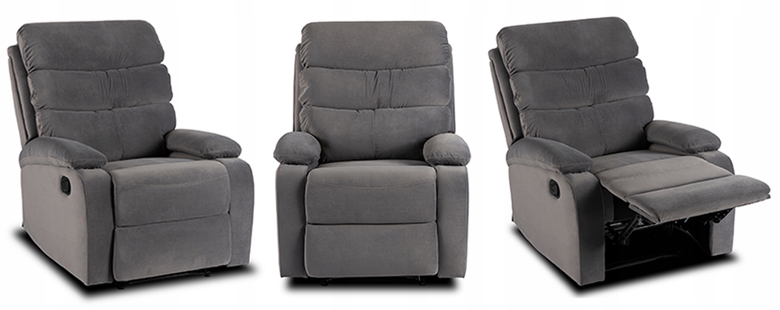 Fotel Rozkładany Wypoczynkowy z Podnóżkiem Do Salonu Welurowy Szary KOBE Kolor korpusu czarny