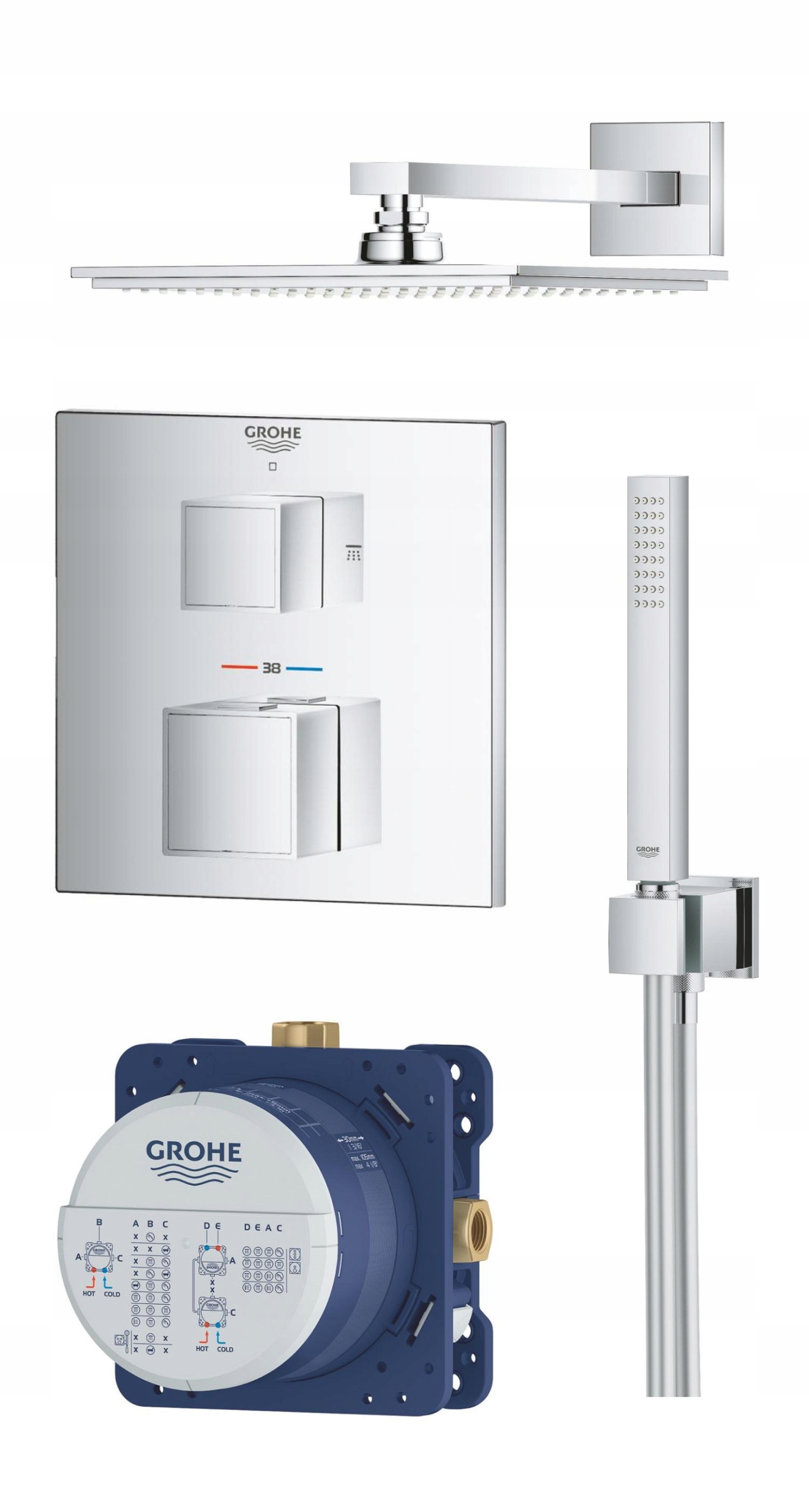 Zestaw prysznicowy podtynkowy Grohe Grohtherm Cube deszczownica 34741000