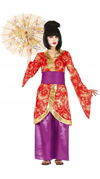 Kostým Kimono Gejša Japonský Zlatý Vzor Velikost L