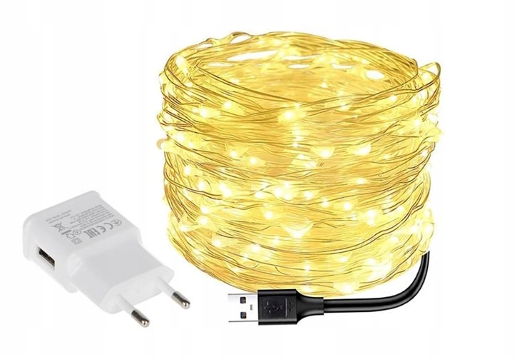 LAMPKI DRUCIKI 100LED MIKRO NA USB 3 kolory Marka inna