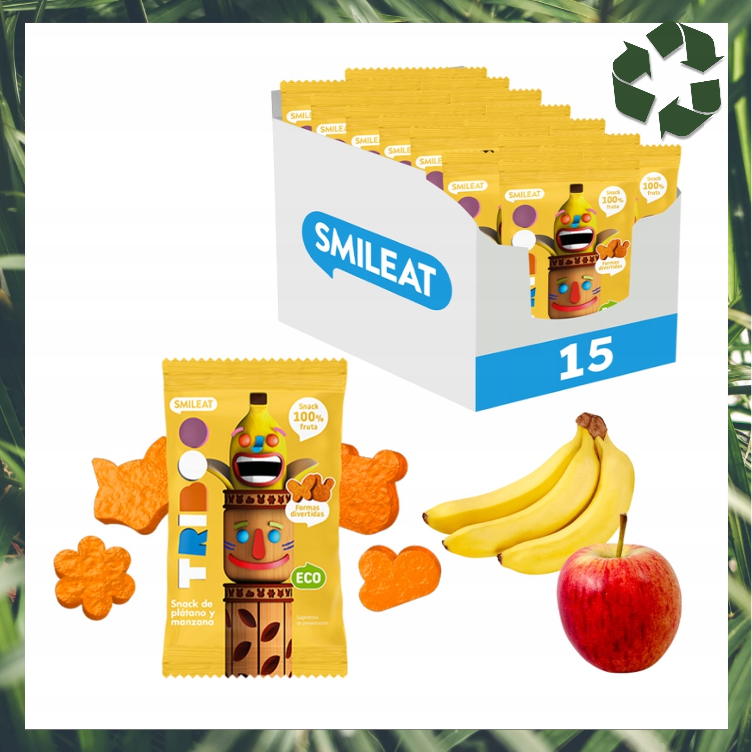 Żelki Owocowe BEZ CUKRU dla Dzieci JABŁKO I BANAN 25g x 15 sztuk KARTON Marka Smileat