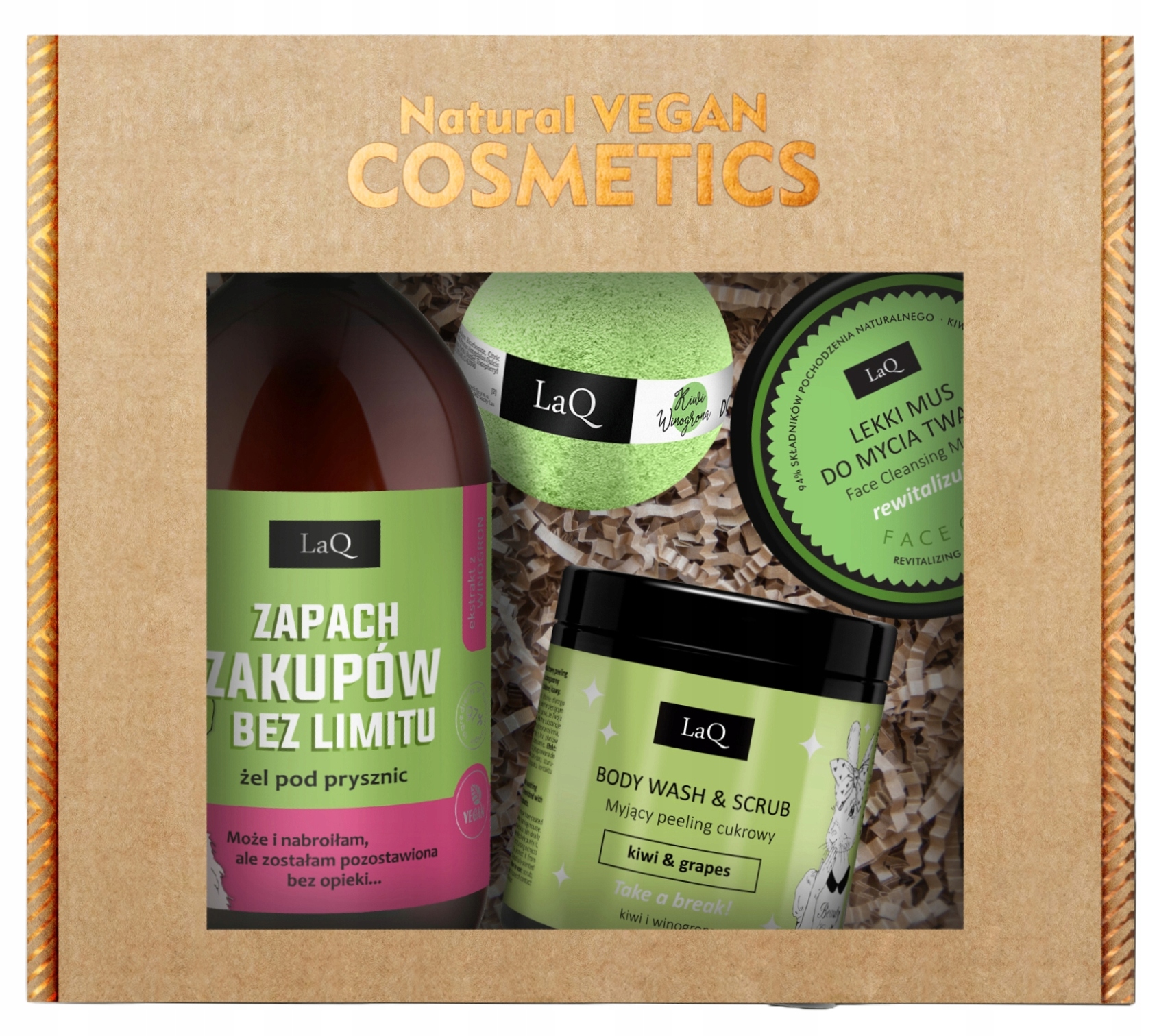 LaQ Kiwi a Hroznové Víno Sada pro ženy Gel Mycí peeling Kulička pěna