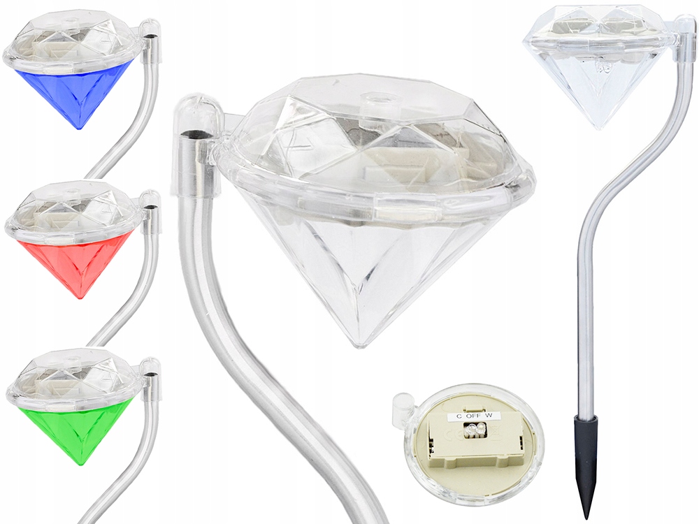 

lampa solarna diament 2LED biała/RGB P-780