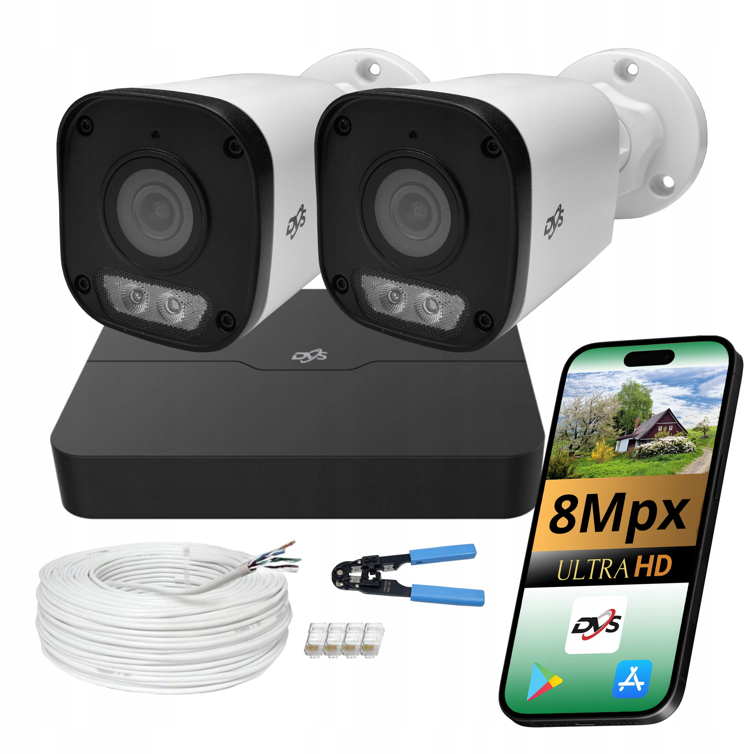 Sada Pro Monitorování 8MPX 2x Kamera Dvs Ip Poe Hybrid Ir Led Lightline