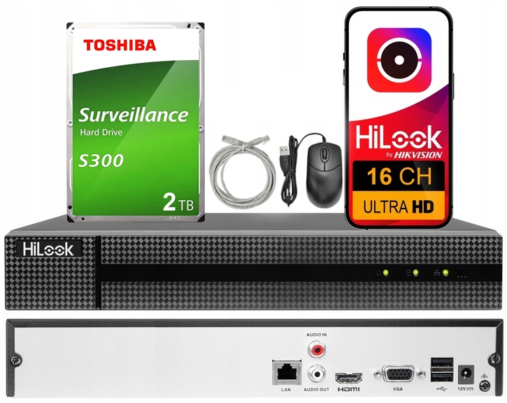 Rejestrator Ip 16-kanałowy HiLook by Hikvision 16ch do 8MPx Hdd 2TB