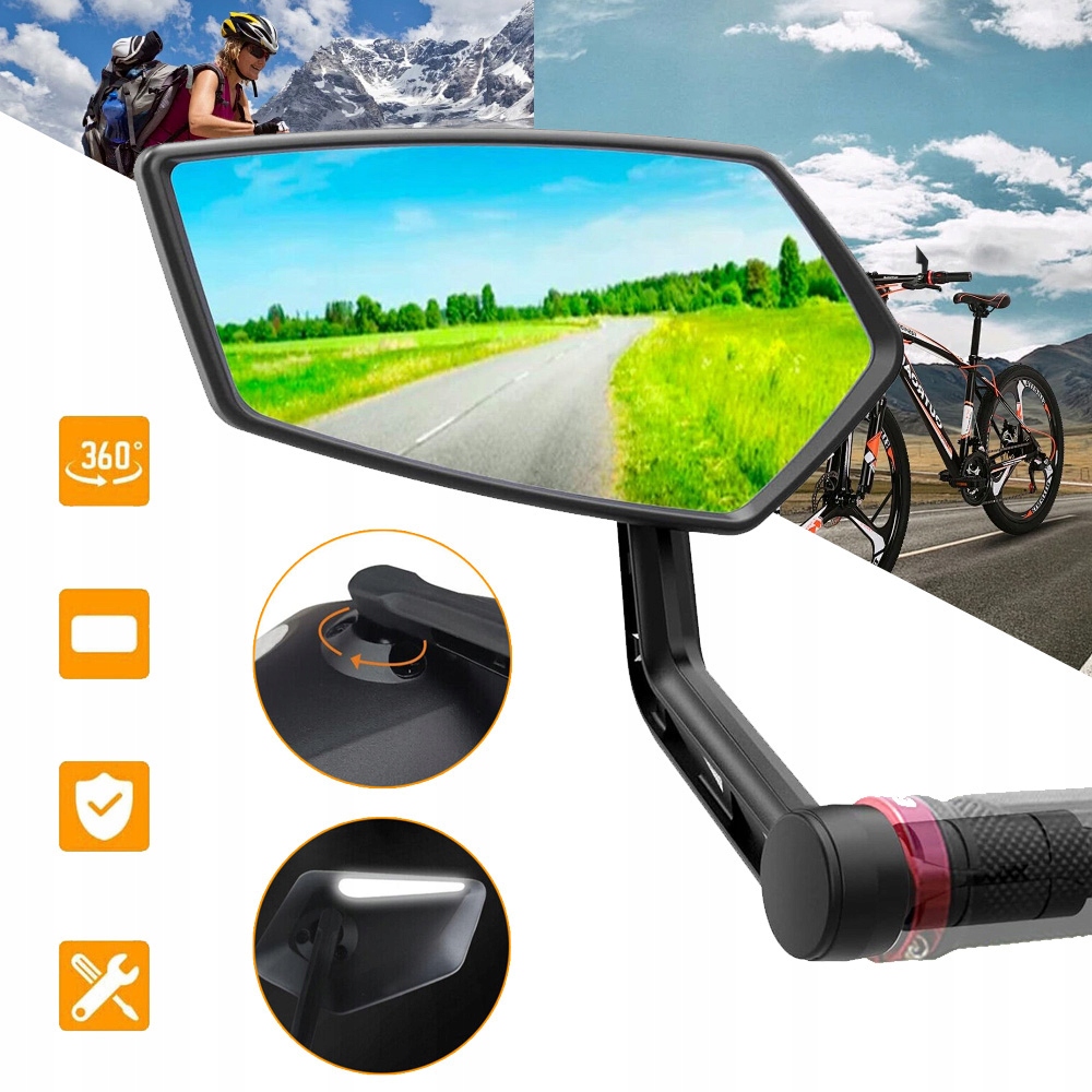 LUSTEREK ROWEROWYCH HD OBRACANE O 360° LEWE LUSTERKA WSTECZNE DO ROWERU