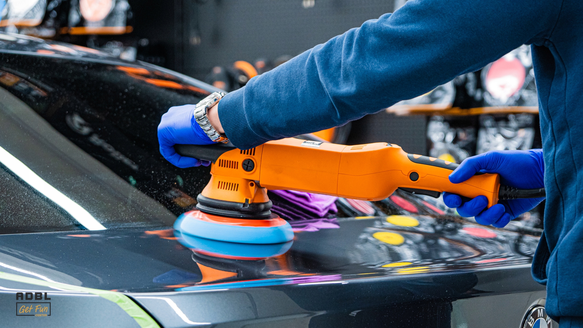 ADBL Roller D15125 + B POLERKA + TORBA MASZYNA POLERSKA DUAL ACTION DA 15mm System mocowania materiału ściernego mocowanie na rzepy