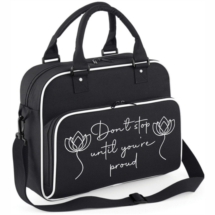 Torba Sportowa Czarna Pojemna Na Pilates Fitness Yogę Trening Don't Stop