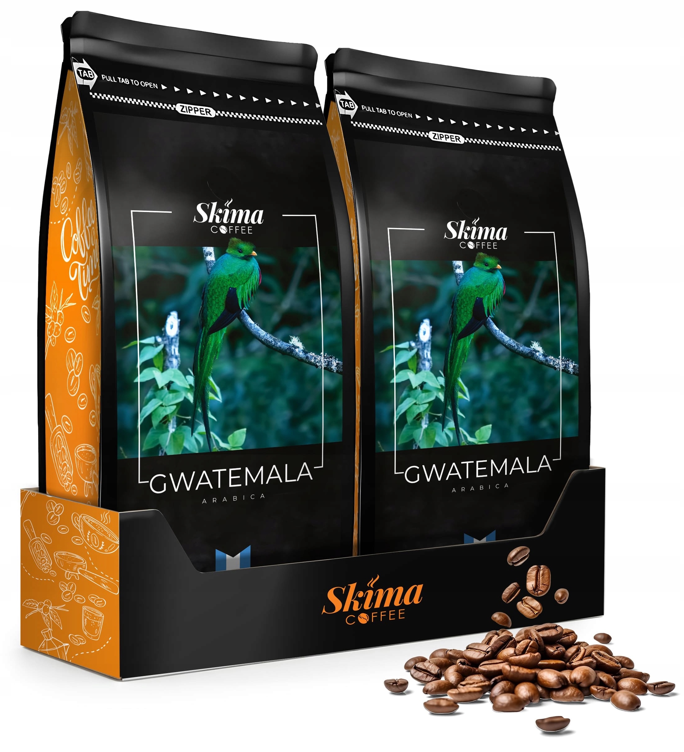 Káva zrnková 1kg x2 Guatemala 100%ARABICA Čerstvě pražená do kávovaru+BONUS