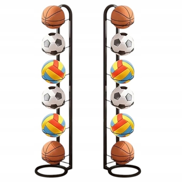 Stojak na 6 piłek półka organizer przechowywanie piłek pionowy czarny