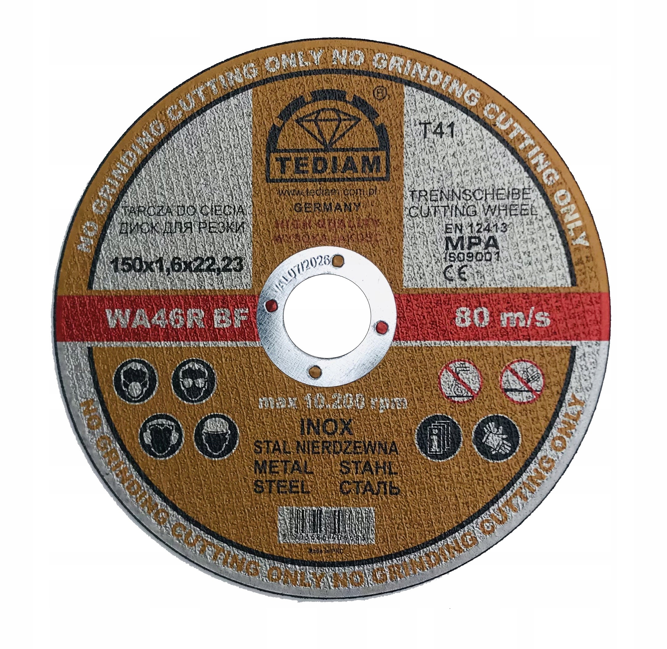 TARCZE TARCZA DO CIĘCIA METALU STALI INOX 2w1 150 x 1,6 TEDIAM MOCNE