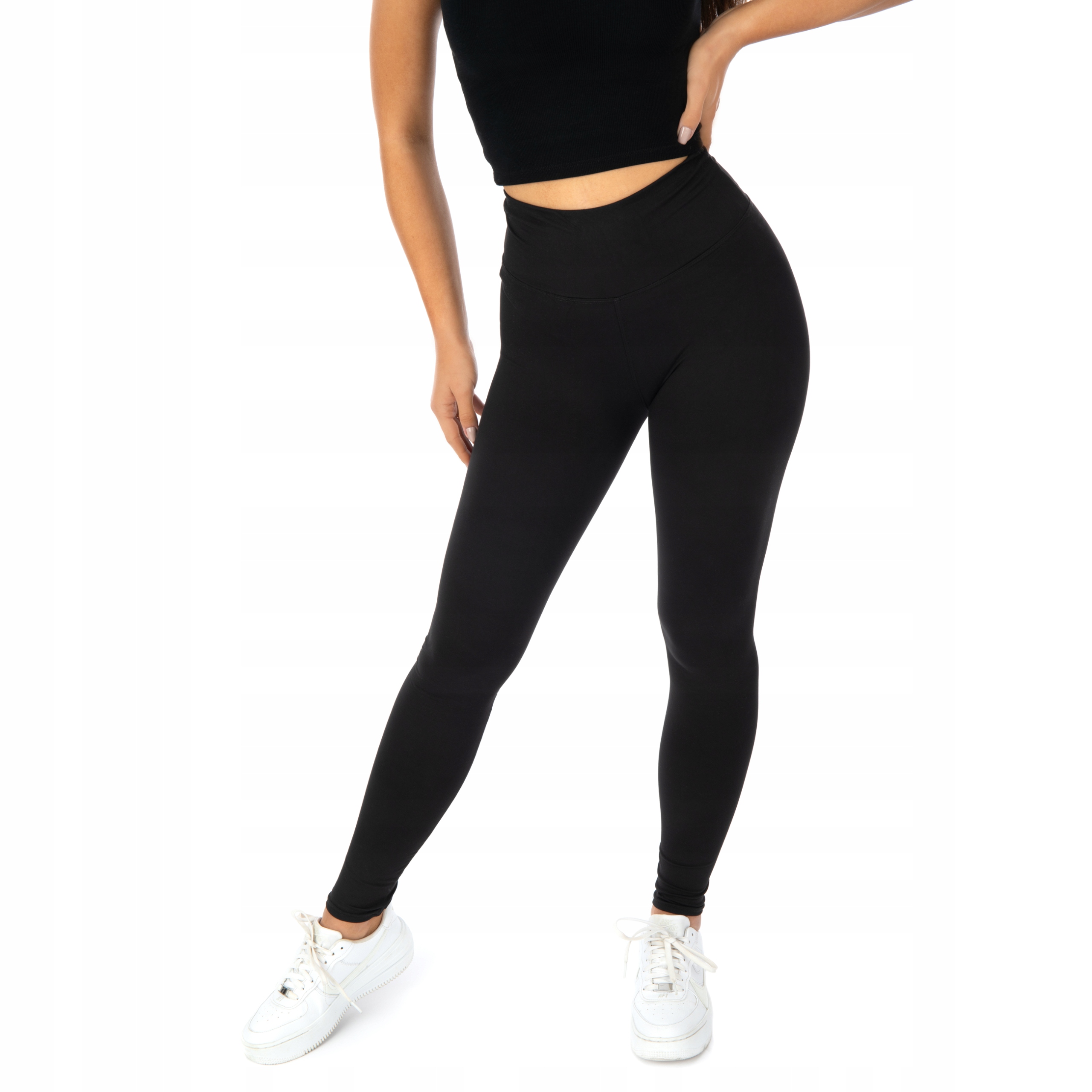 LEGGINSY CZARNE BAMBUSOWE WYSOKI STAN LEGINSY JAKOŚĆ M/L Rozmiar M/L