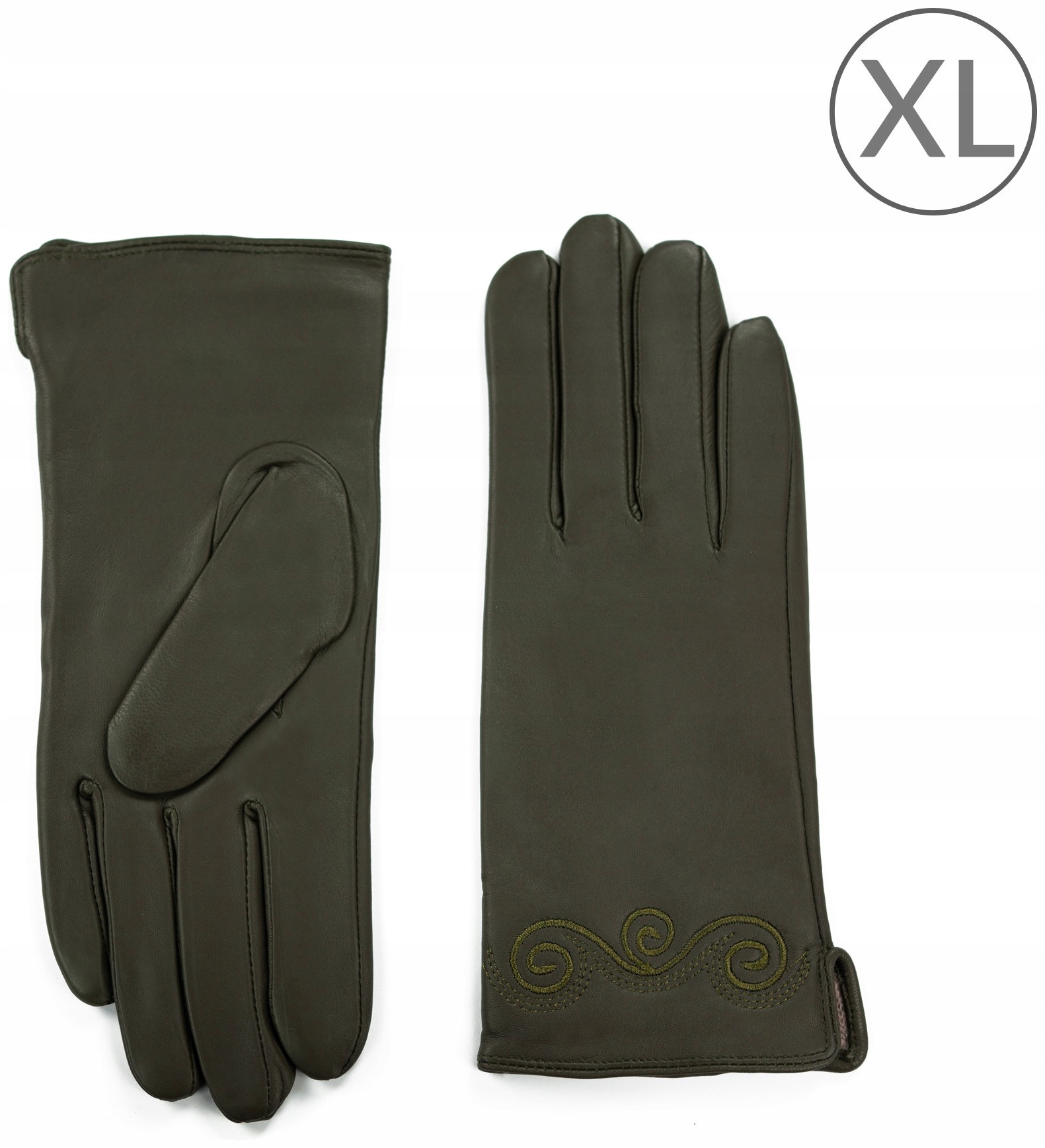 Dámské kožené rukavice Bailey zateplené, elegantní Khaki