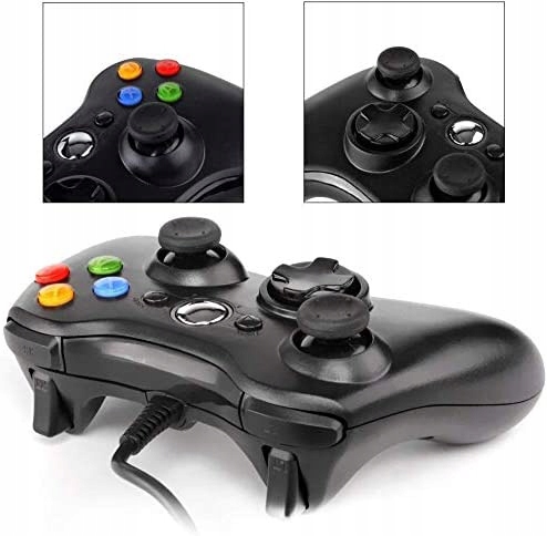 GAMEPAD PAD DO PC XBOX 360 KONSOLI DUAL SHOCK USB KONTROLER CZARNY Kod producenta p360b-c