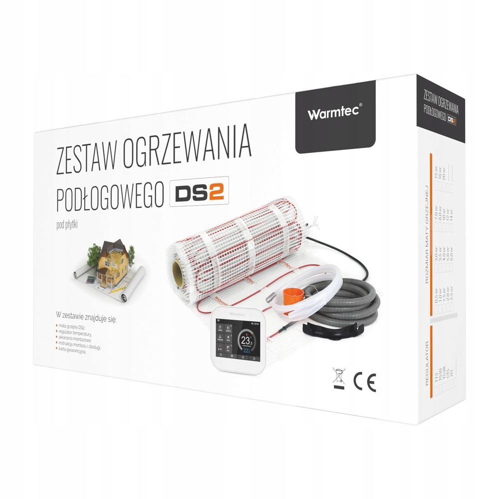 Mata grzewcza grzejna pod płytki zestaw Warmtec 170W/m2 DS2-25/T538 2,5m2 Kod producenta DS2-25/T538