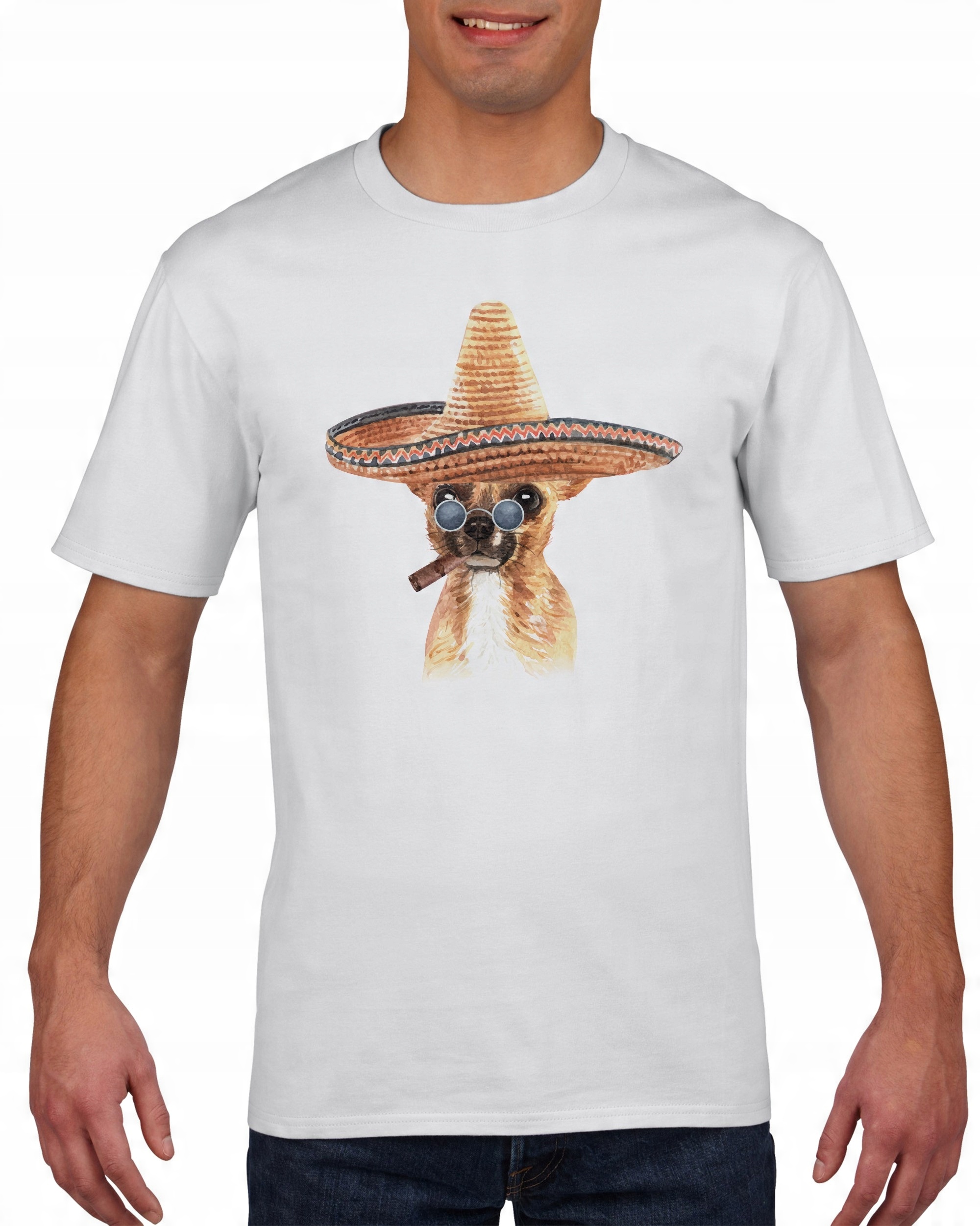 

Koszulka meska Pies Chihuahua W Sombrero M
