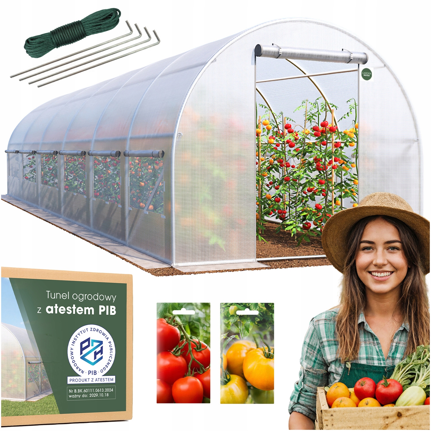 Tunel Ogrodowy Foliowy Szklarnia 6x3m Folia Premium Warzywa 18m2