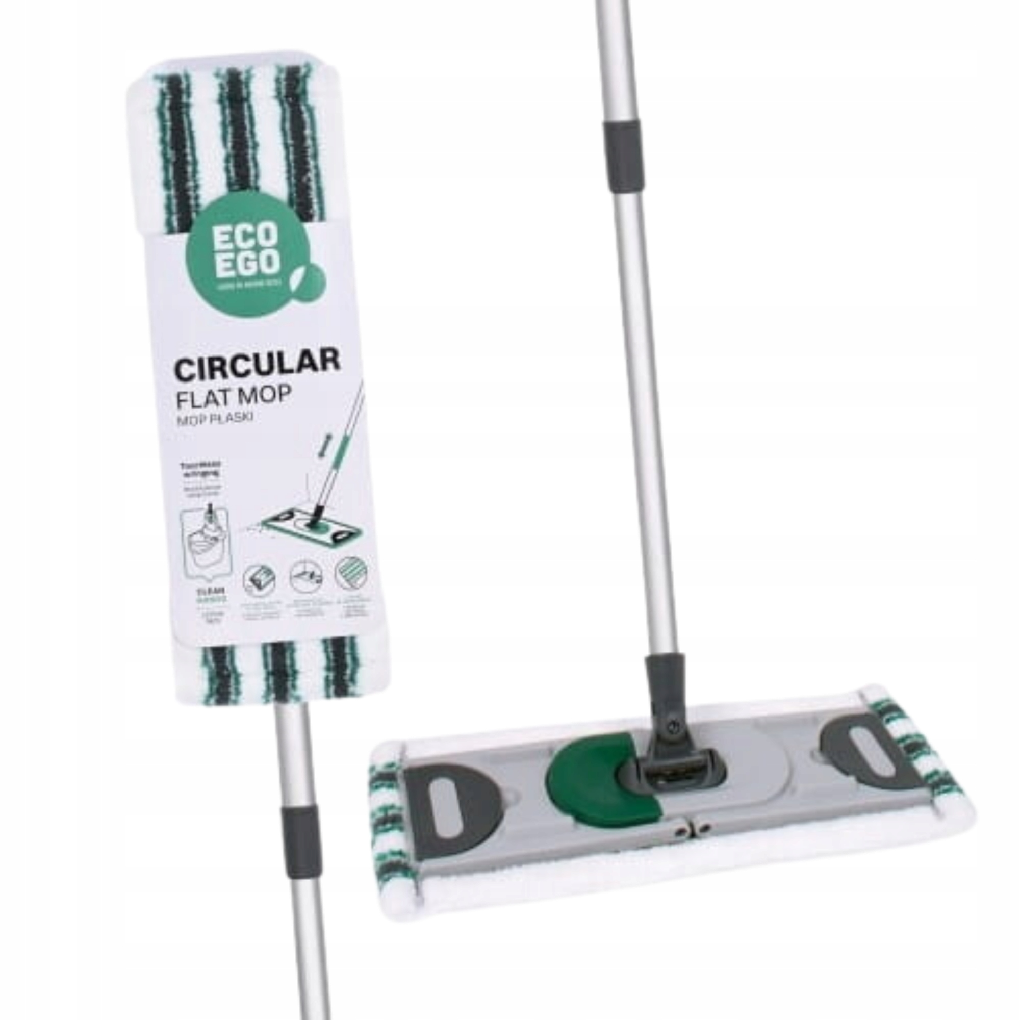 Eco Ego Plochý mop Circular pro mytí podlahy teleskopická násada