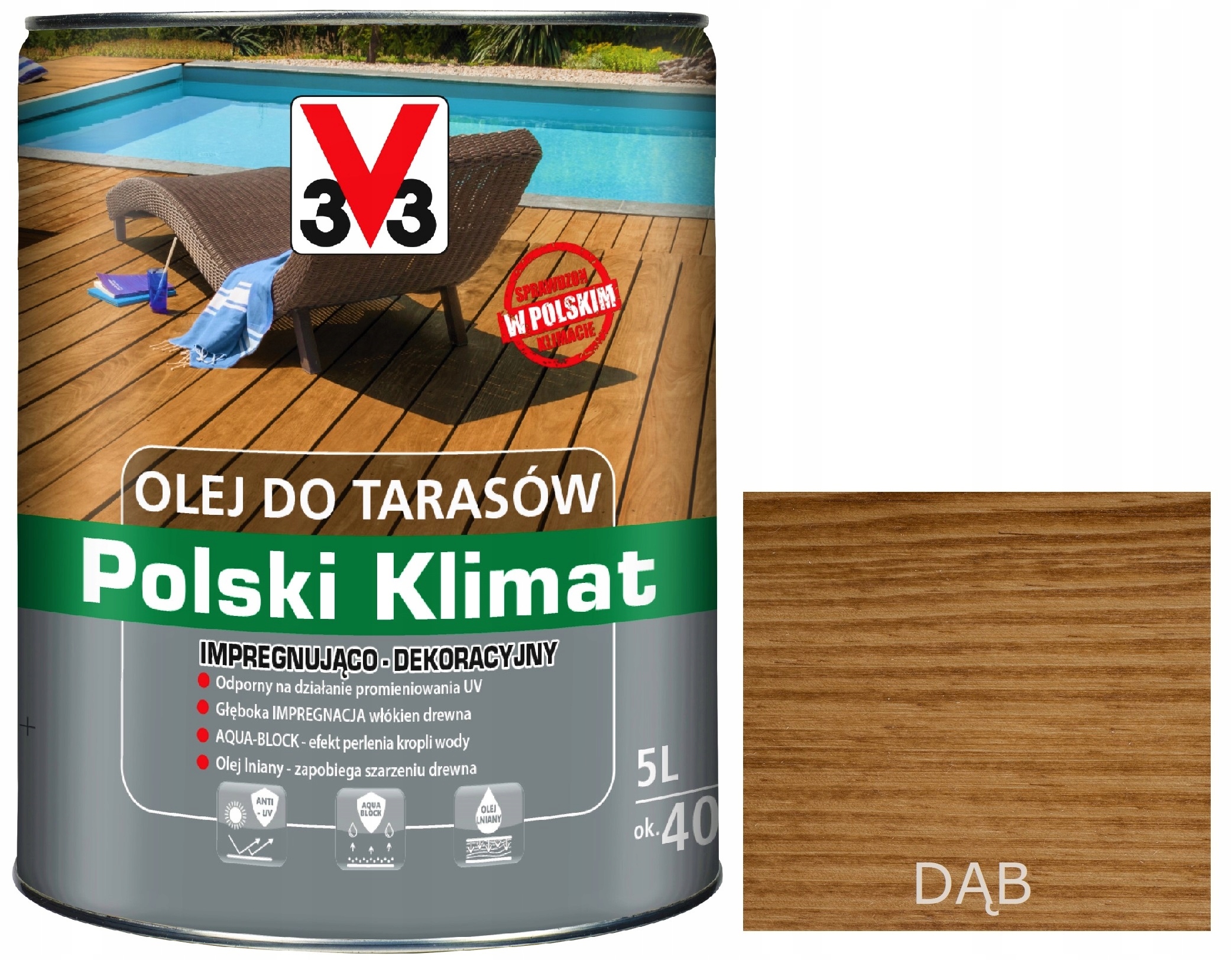 

V33 Olej Do Tarasów 5L Dąb 3V3
