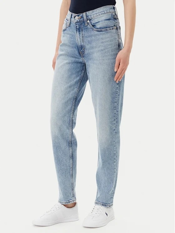 Levis Džíny Mom Jeans Vysoký Stav Modré Oděrky 34/32 7CA