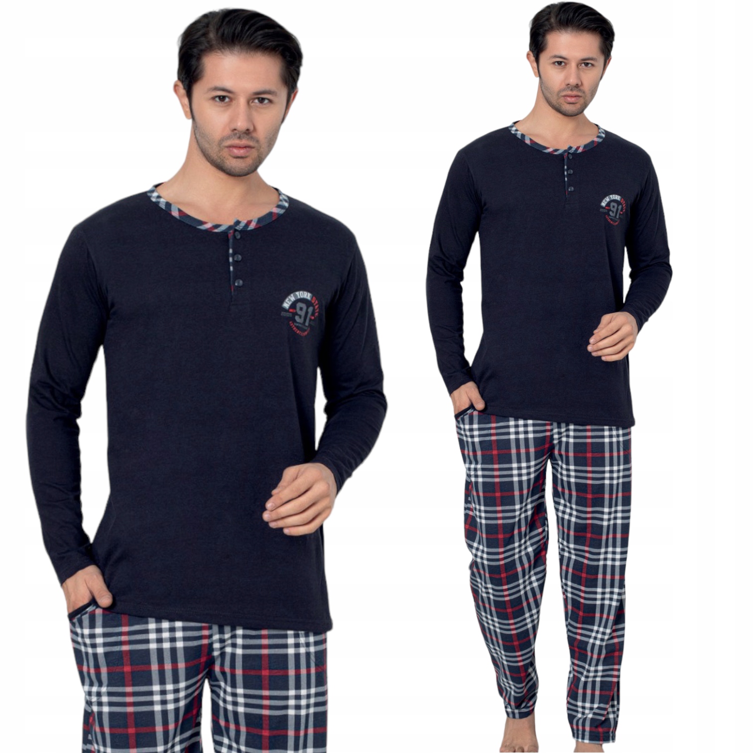 PIŻAMA MĘSKA DŁUGI RĘKAW DŁUGIE SPODNIE/BAWEŁNA