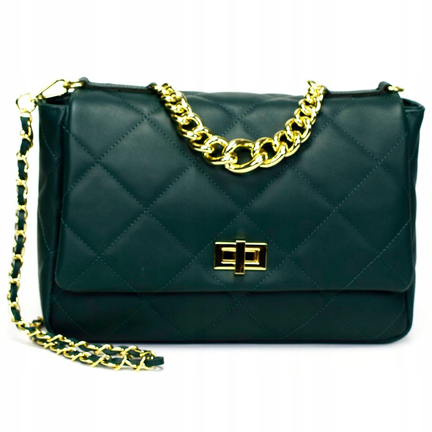 WŁOSKA TOREBKA SKÓRA PIKOWANA SZMARAGD XXL 480Y Materiał dominujący skóra naturalna