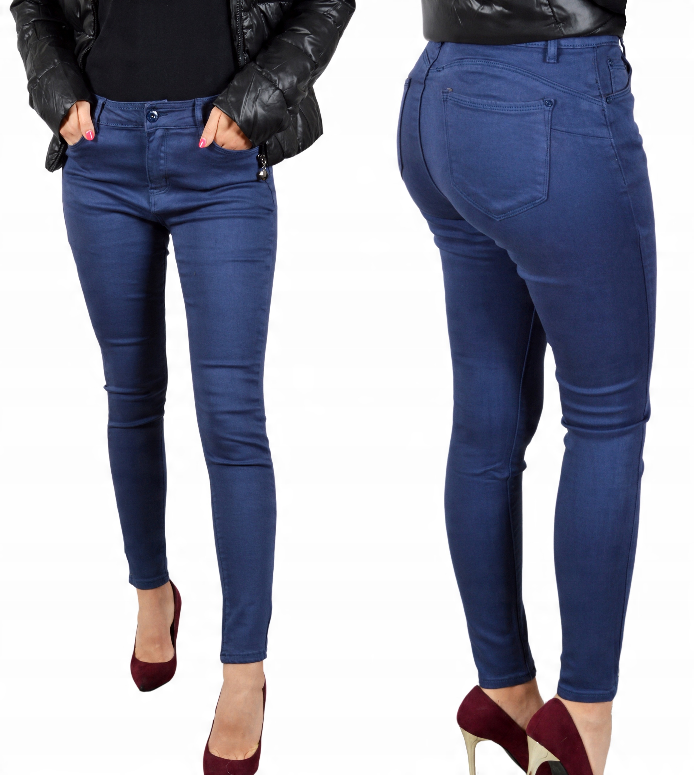 

Spodnie Jeansy Wysoki Stan Jeansowe Push_Up Skinny