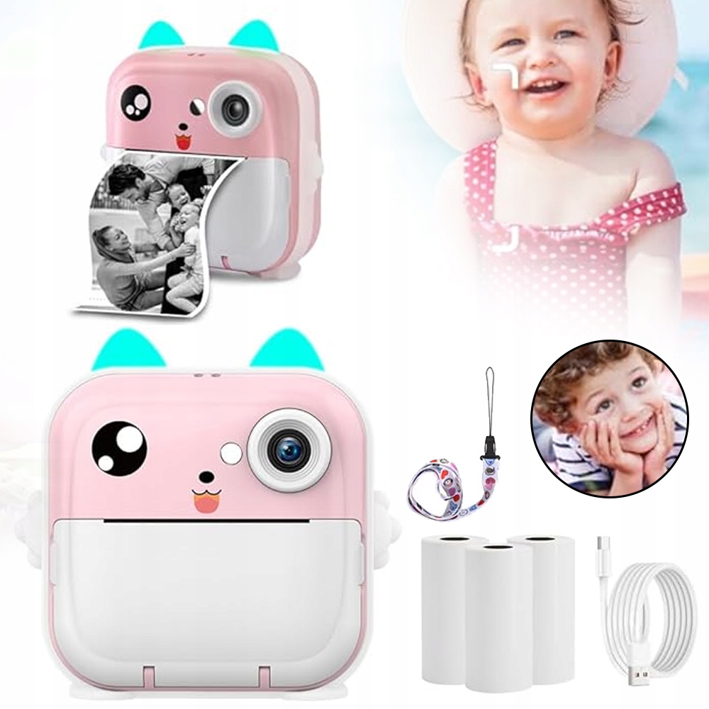 Fotoaparát Pro Okamžitý Tisk Pro Děti, 1080P Hd Fotoaparát Pro Děti