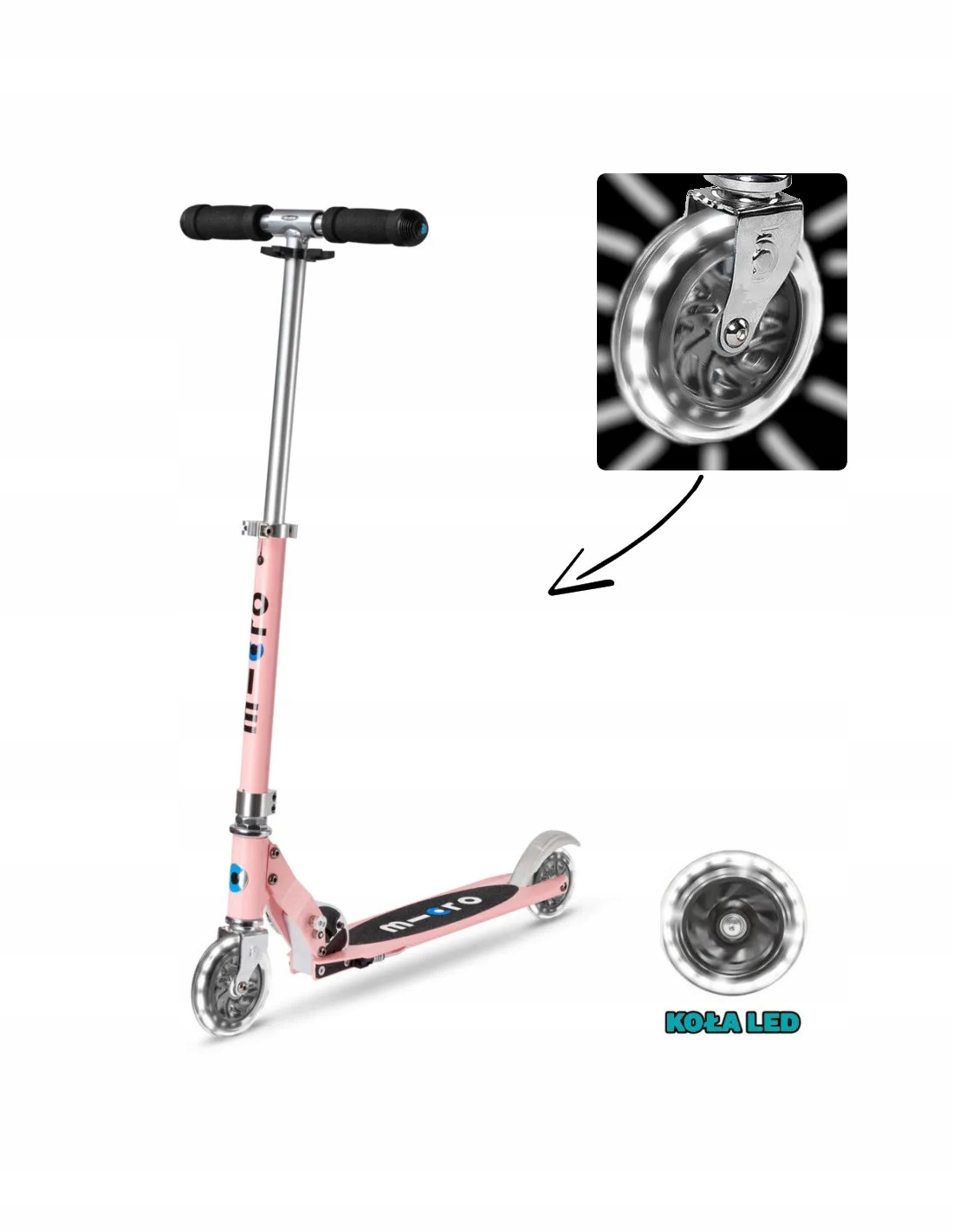 Hulajnoga Micro Sprite Led Neon Rose