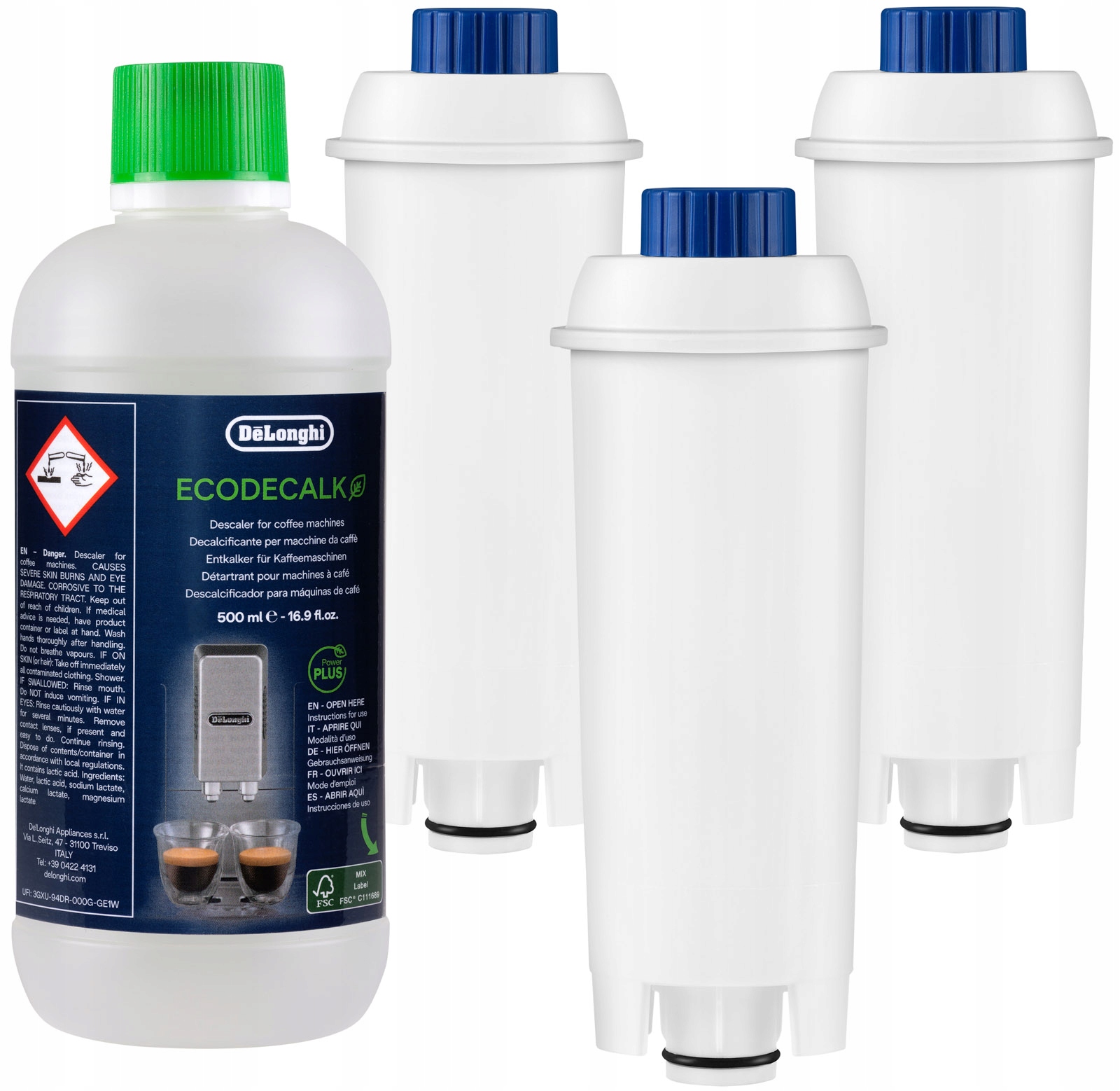 

3X Filtr Do Ekspresu Delonghi Odkamieniacz 500 ml