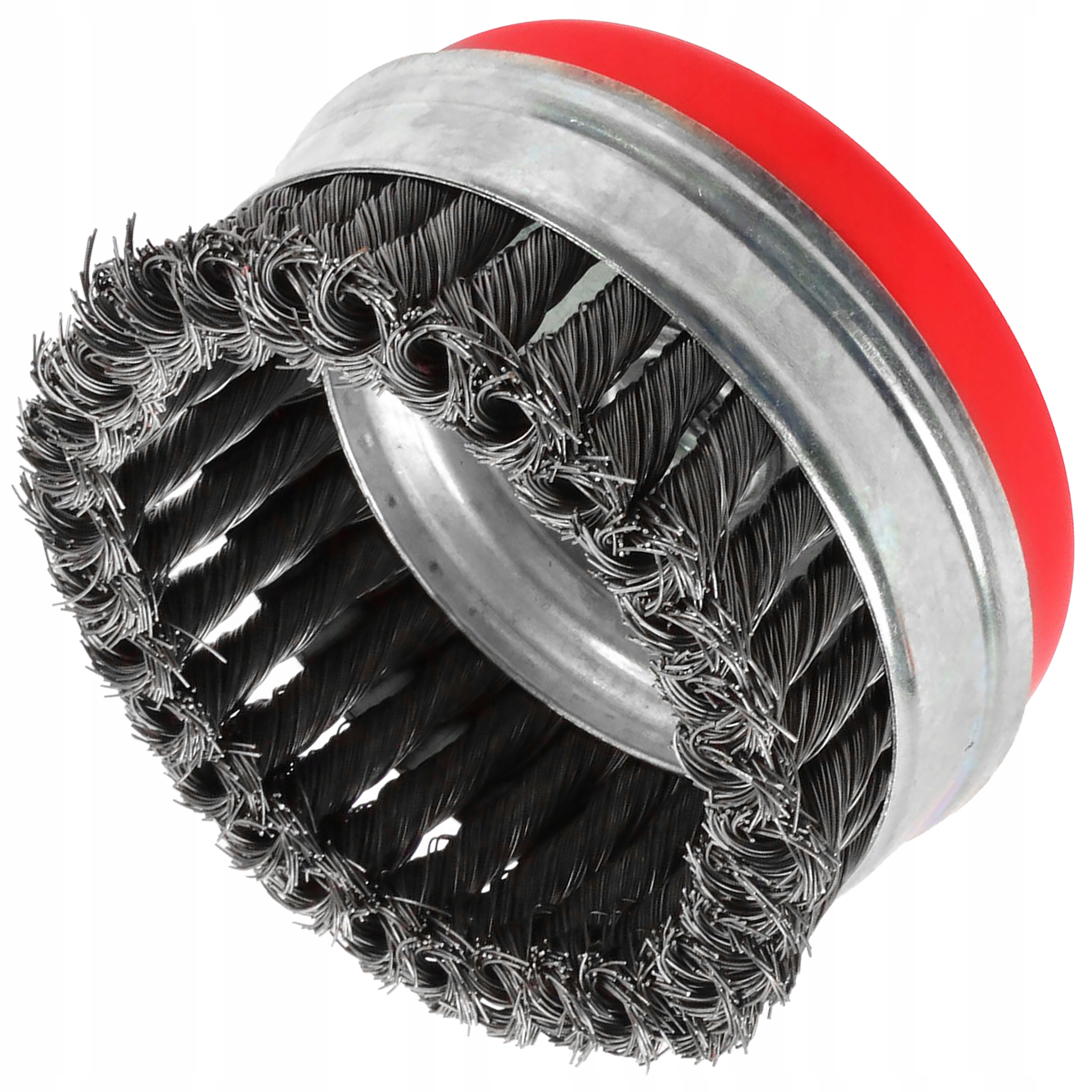 SZCZOTKA DRUCIANA DOCZOŁOWA PLECIONA 125mm M14 DO SZLIFIERKI KĄTÓWKI OPASKA