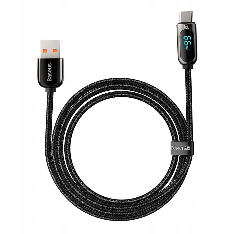 BASEUS kabel ładowarka USB - USB-C 66W QC z wyświetlaczem mocy ładowania 1m Model CASX020001