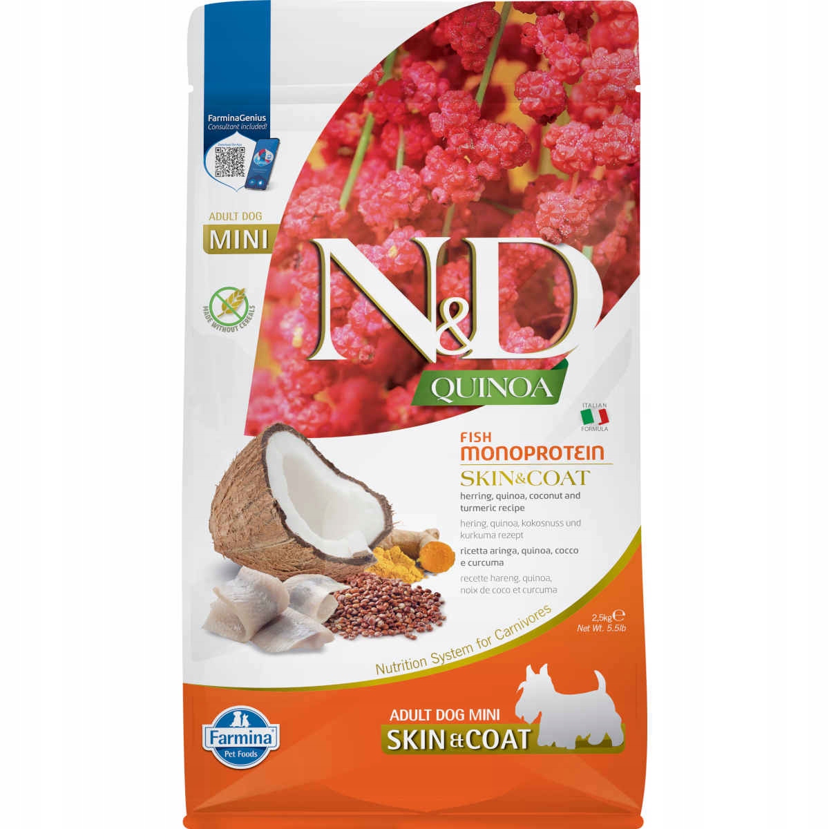 Farmina N&d Quinoa Mini Skin & Coat Śledź 2,5kg