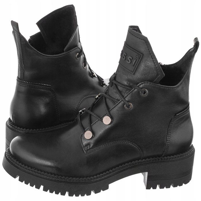 

Buty Damskie Botki Skórzane Nessi Czarne 20748