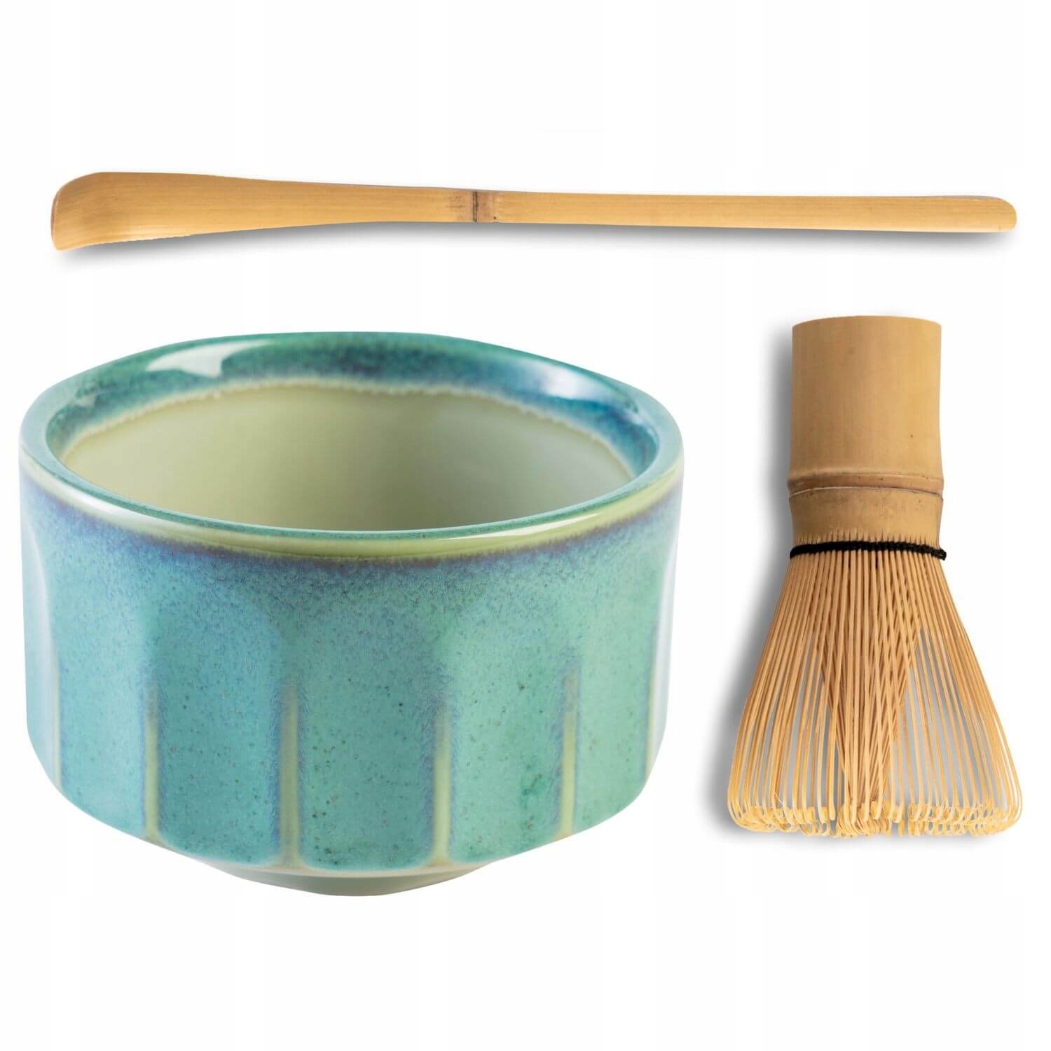 Set Na Čaj Matcha Blue Gree Japonská Šálek Metlička Chasen Lžička