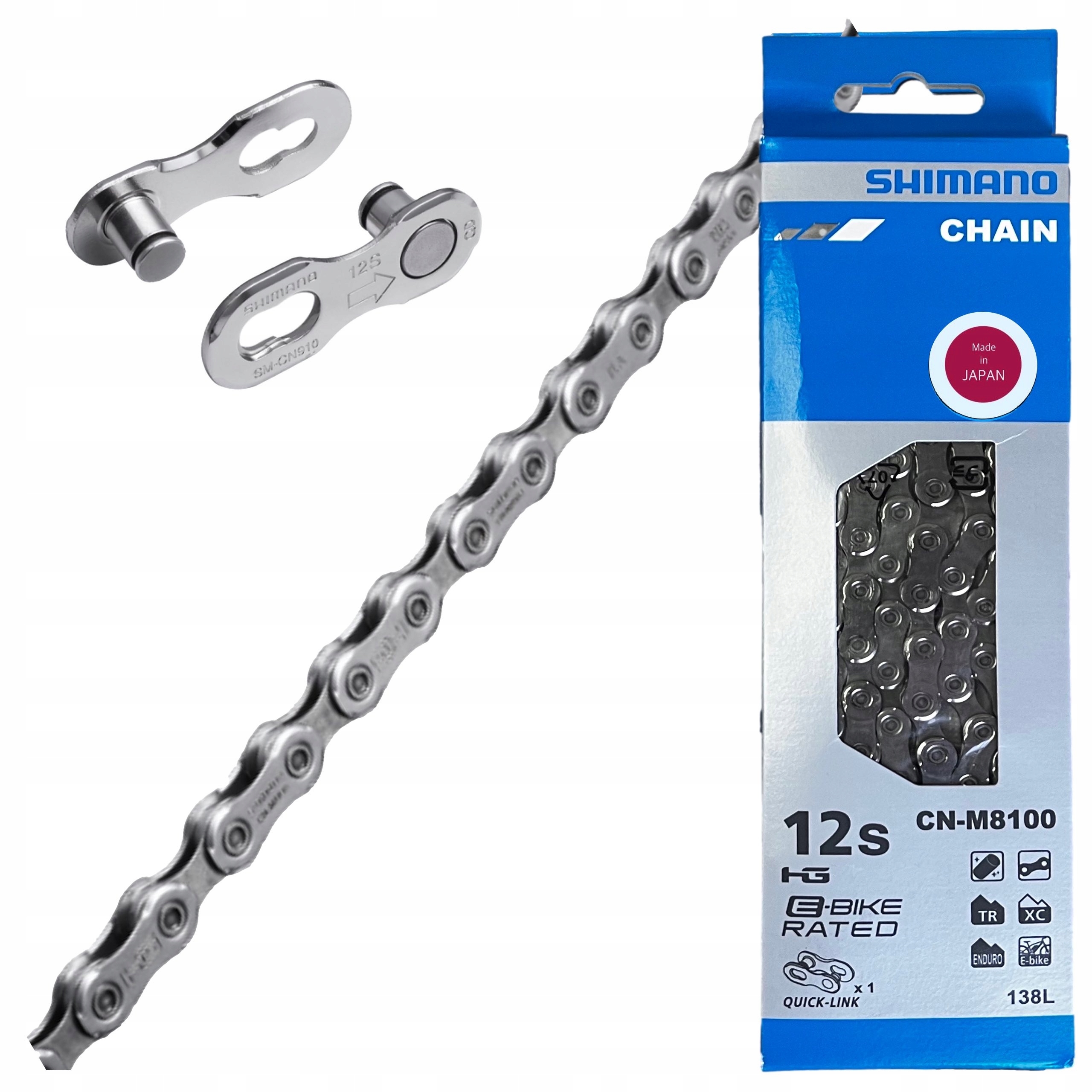 Łańcuch Rowerowy 12 rzędowy Mtb Shimano Xt 12s M8100 138 ogniw Box Japan