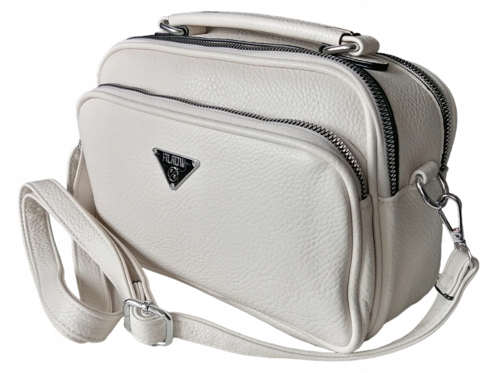 DAMSKI KUFEREK - BEŻOWA TOREBKA DAMSKA - LISTONOSZKA NA RAMIĘ