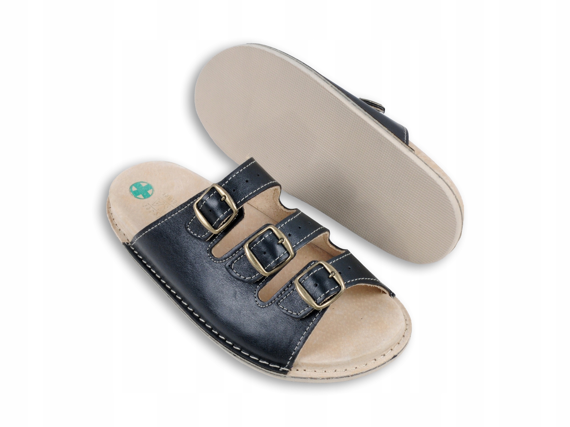 CZARNE KLAPKI SKÓRZANE FUSBET ORYGINALNE nr 40 Rozmiar 40