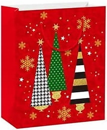 

Świąteczna Torebka Brokatowa w Choinki 14/12/6 cm