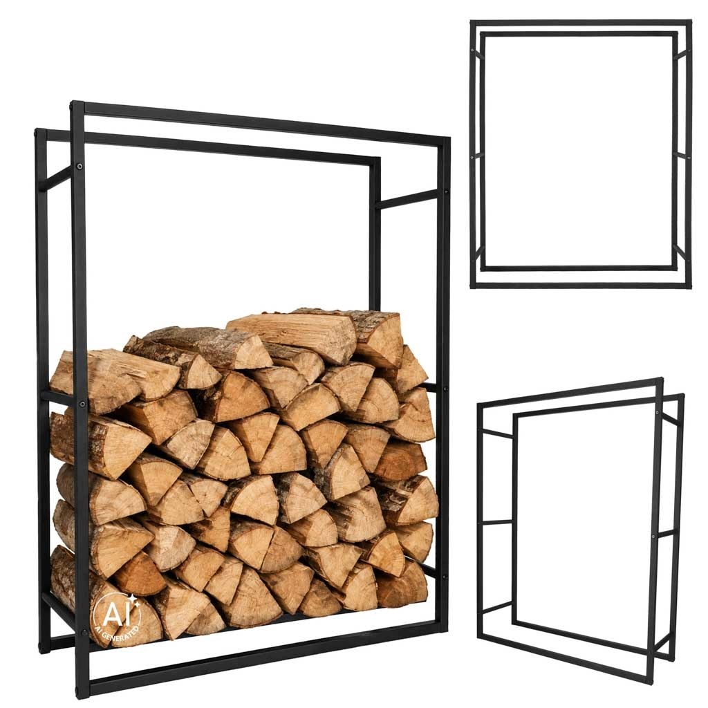 Kik KX2453 Kovový stojan na krbové dřevo 100 × 80 × 25 cm