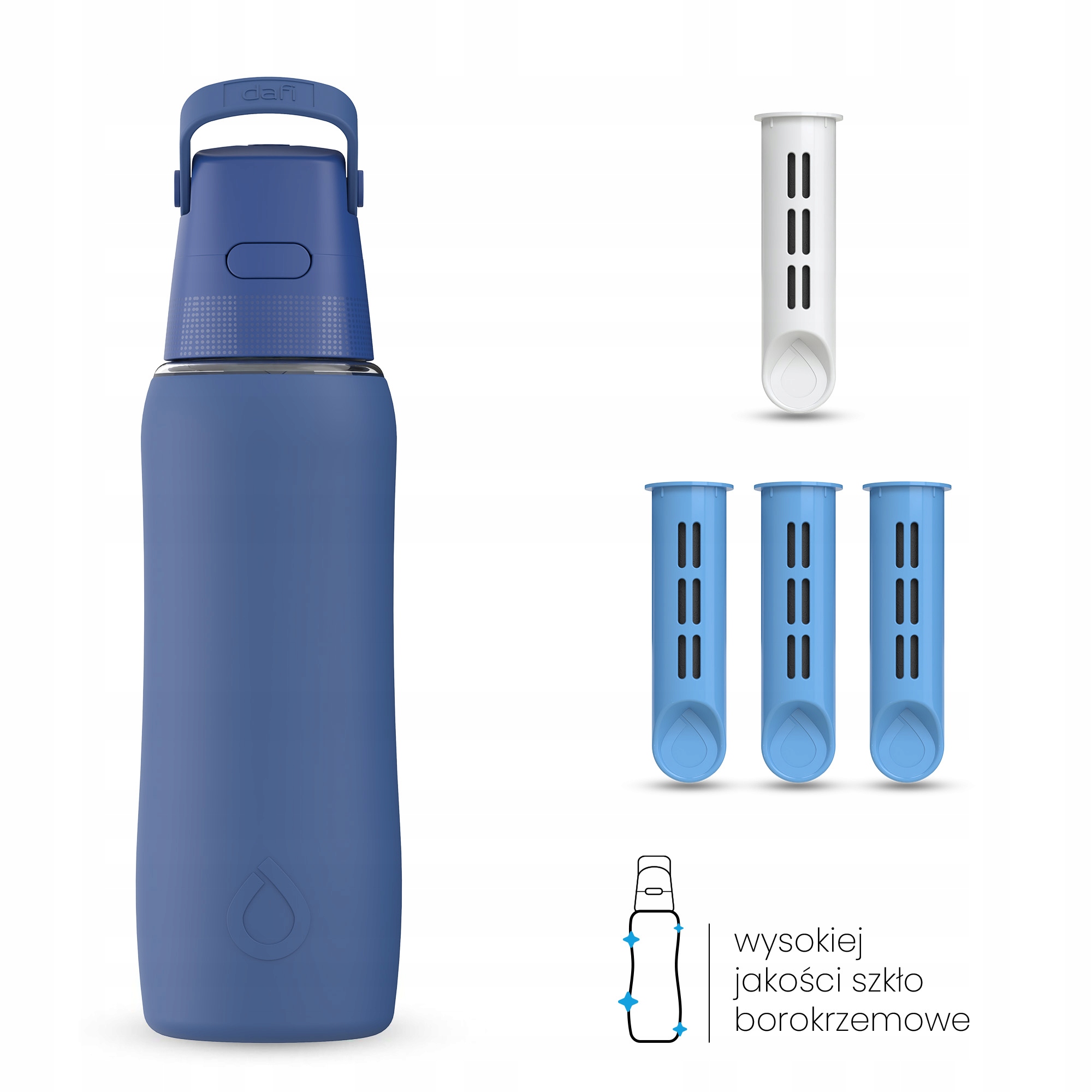 Skleněná filtrační Skleněná Lahvička Dafi Glass SiliconeFit 0.6 Navy Cobalt 4x