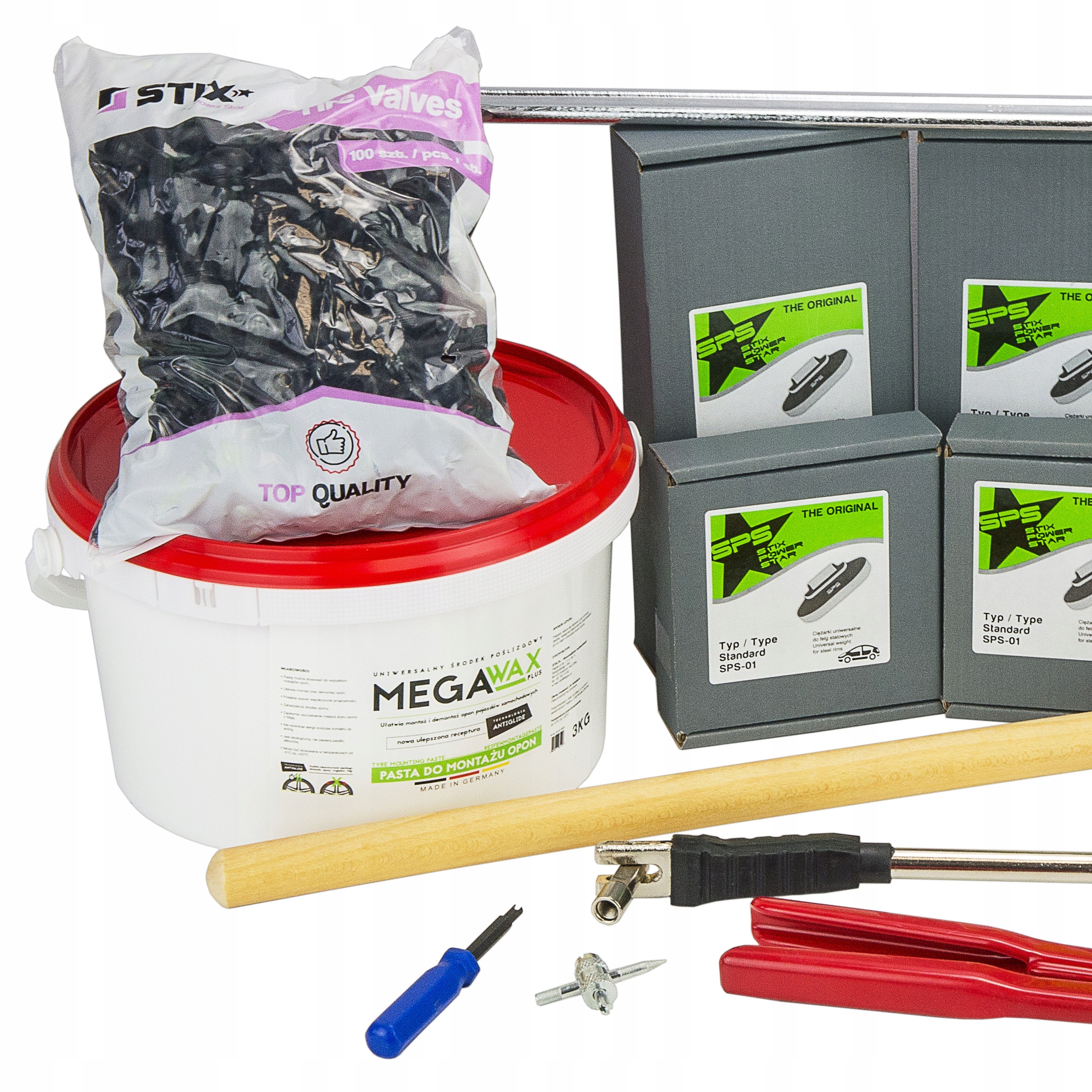 ZESTAW DO WYMIANY OPON CIEZARKI ZAWORY LYZKA PASTA Brand Stix