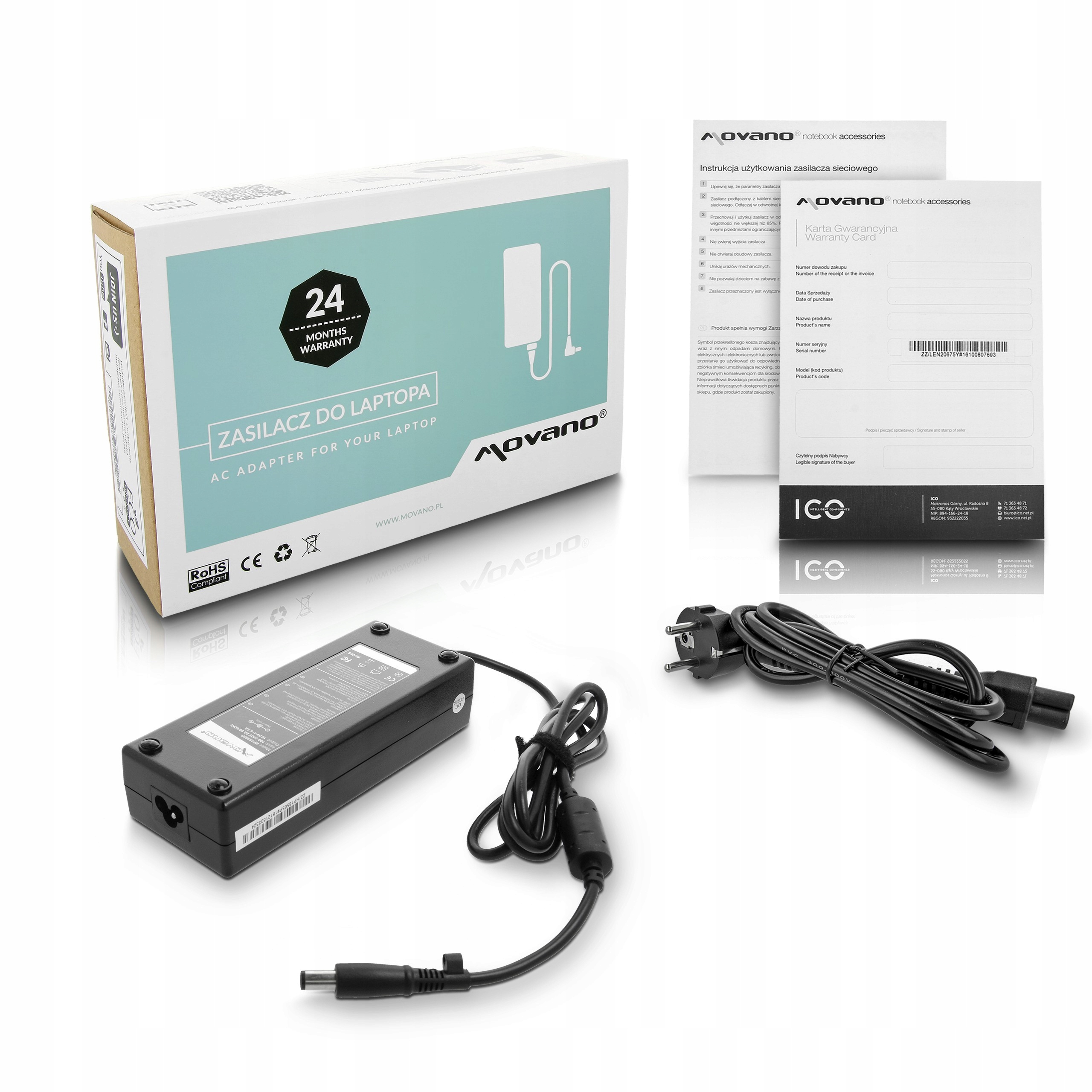 Zasilacz Movano 18.5v 6.5a (7.4x5.0 pin) 120W do Hp